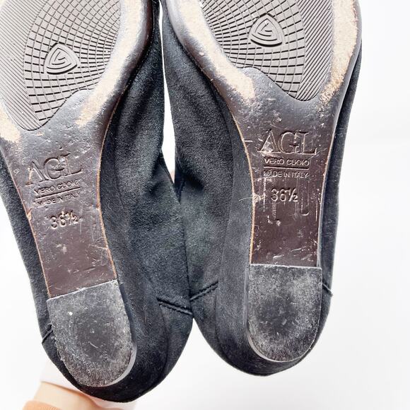 AGL Attilio Giusti Leombruni Snake Cap Toe Hidden Wedge Flats Size 36 1/2 Black - Picture 13 of 13